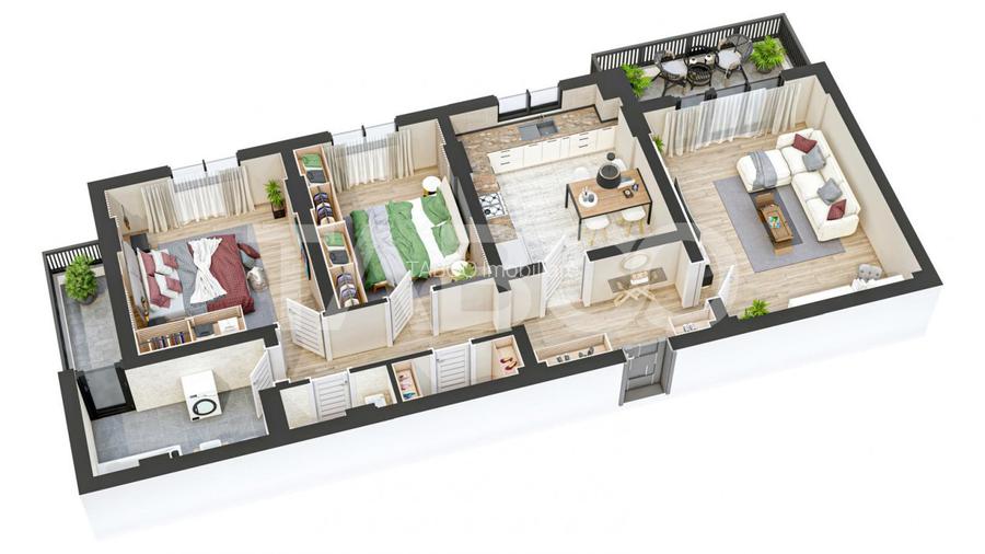 Apartament decomandat 82 mpu 3 camere 2 bai 2 balcoane Rahovei Sibiu - 7