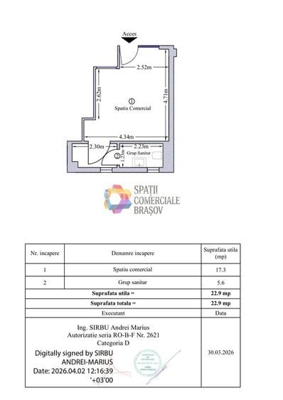 Spatiu comercial de vânzare Brasov - 23 mp # spatii-comerciale-brasov.ro - 1