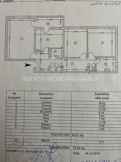 Apartament 3 camere dec. ,Galati, la PS-uri, Casa Roșie etaj 2, 68 mp. - 13