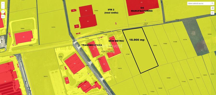 Teren intravilan 18.900 mp cu PUZ / Zona Industriala Vest Sibiu / str. Geneva - 2