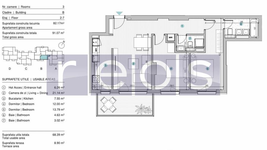 VANZARE APARTAMENT 3 CAMERE | STRAULESTI | 67MP | TERASA | COMPLEX NOU - 20