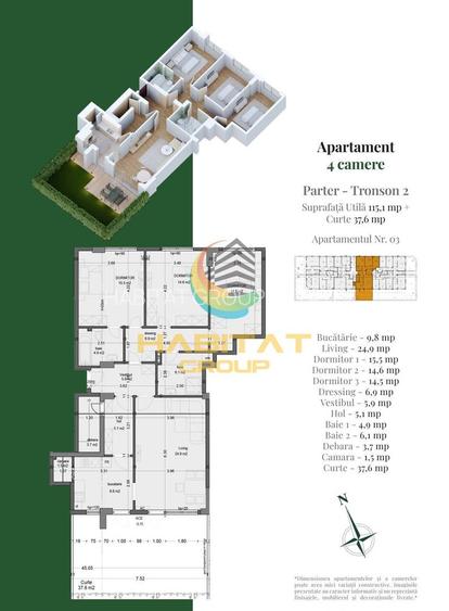 Pallady 4 camere 115 mp + curte 38 mp in bloc tip Boutique - 2