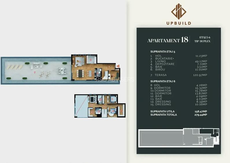 Penthouse tip duplex cu 5 Camere, terasa 120,97mp I Finisaje Premium - 10