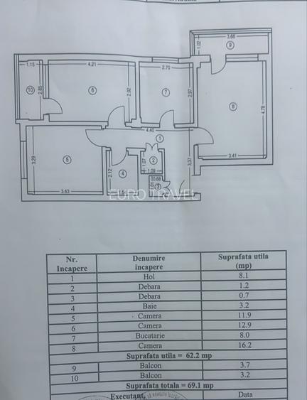 apartament decomandat, 3 camere, 2 balcoane, gaz, an 1972, 120.000 euro - 3