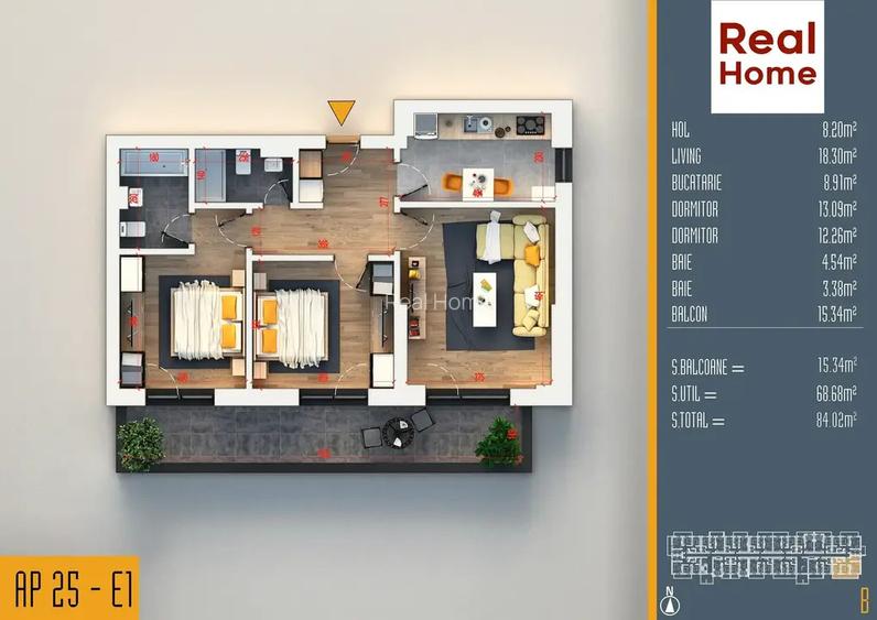 3 camere decomandat  Pallady  finalizare 2026 pret lansare - 2