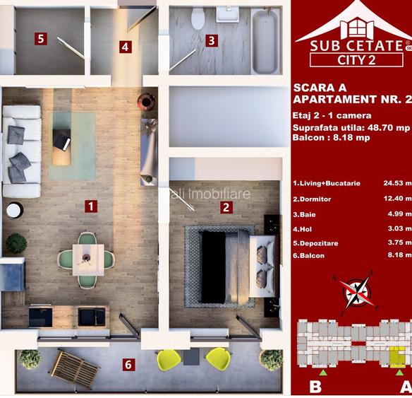 Apartament 2 camere de vanzare-Sub Cetate Residence - 1