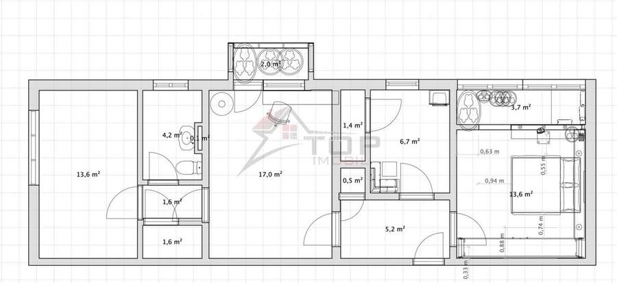 Apartament 3 camere semidecomandat, Podu Ros - Titu Maiorescu - 2