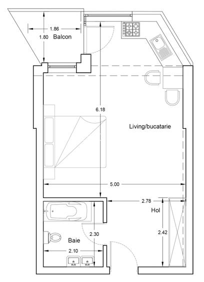 Garsoniera 804 scara B, cu vedere la mare/BUILDING STEFAN PROMENADA 2 - 1
