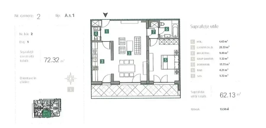 Apartament 2 camere, terasa 13,50mp, langa lac, metrou, bloc nou - 9