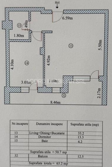 Apartament cu două camere și balcon bloc nou Palazu Mare - 21