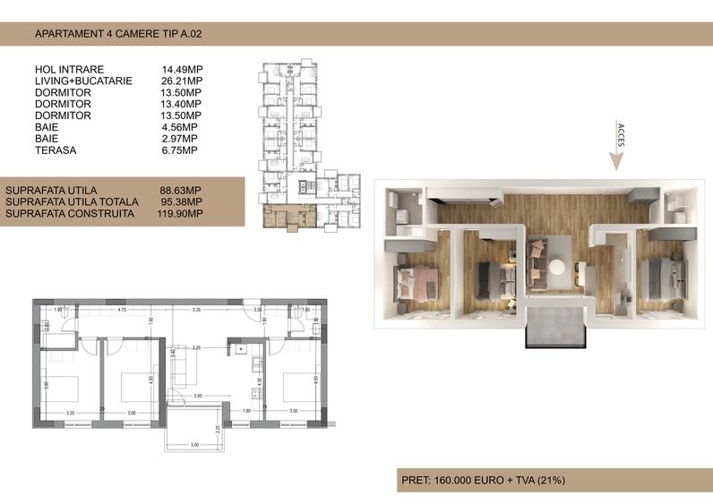 Apartament 4 camere Drumul Cooperativei, Bucuresti (152.000€ +TVA)