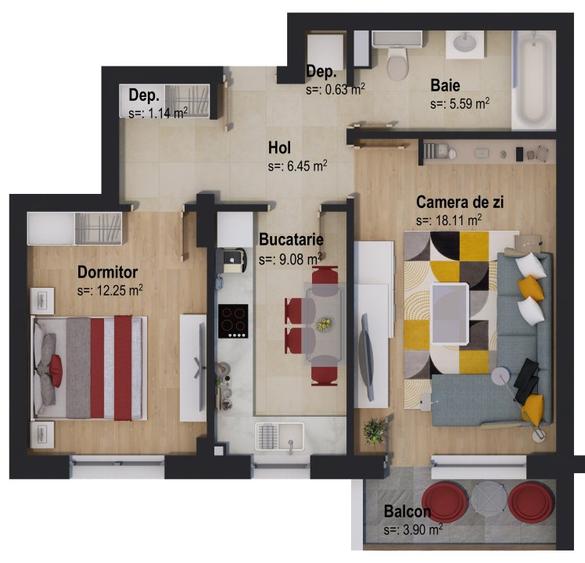 Apartament 2 camere decomandat Victory by Casa Nobel Finalizat