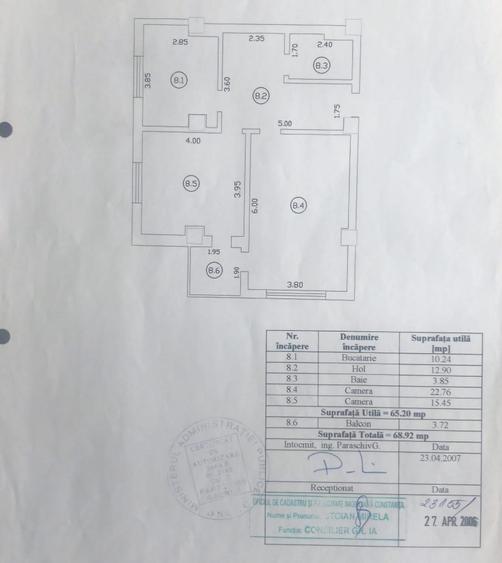 Apartament 2 camere et 1 zona Butoaie