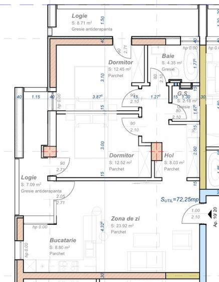 Apartament 3 camere, semidecomandat, 72 mp utili, zona Aradului