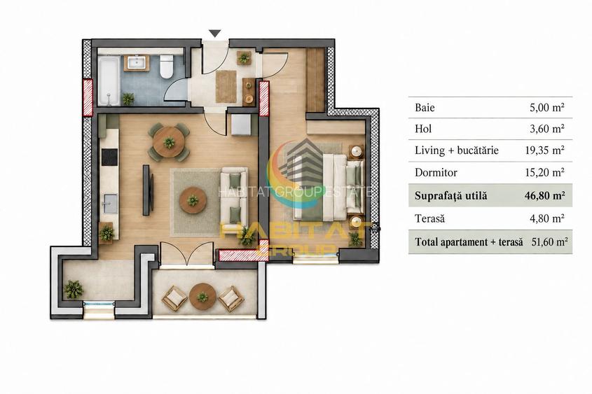 Apartament 2 camere - studio - metrou N.Teclu - 1