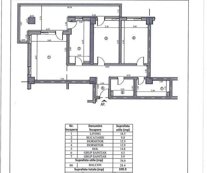 SUPER OFERTA!! Apartament 3 camere, intabulat, mutare imediata