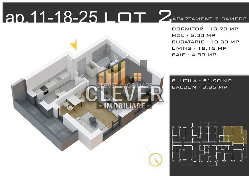 Ofertă Dezvoltator: 2 Camere Decomandat, Comision 0% – Pallady - 2