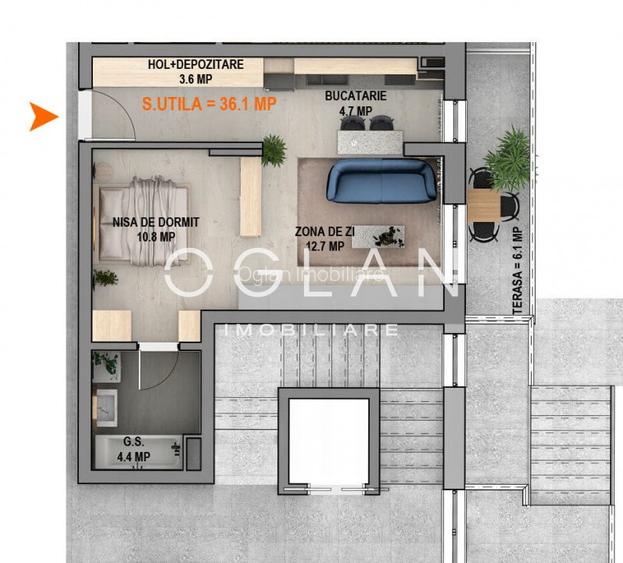 Garsoniera noua, 36,1 mp utili, bloc cu lift,  Calea Surii Mici  0% comision - 7