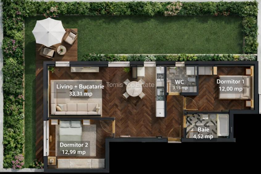 Apartament 3 camere -Constanta, Faleza Nord + curte proprie - bloc NOU - 3