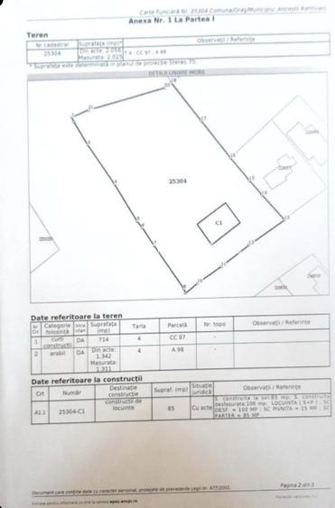 Teren (2025mp) -Deschidere 35mL - Intravilan (Toate utilitățile) - 2