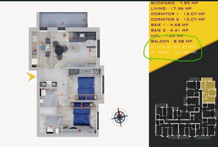 AP. 3 CAMERE THEODOR PALLADY, LOC PARCARE, FINALIZAT, COMISION 0% - 1