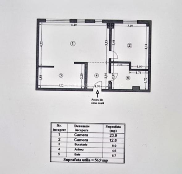 Gara - 2 Camere decomandate 57mp utili, etaj Parter, Constructie 1989 - 6