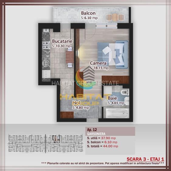 Garsoniera- 44 mp - metrou Nicolae Teclu - 1