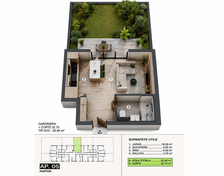 Apartament 2 camere cu grădină proprie 45 mp | Complex nou - Șos. Alexandriei - 6