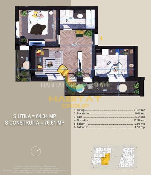 Pallady 2 camere 50 mp + terasa 14 mp langa Parcul Teilor - 2