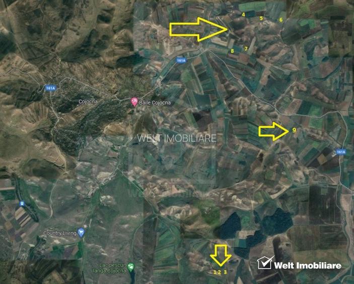 Cojocna, teren extravilan, 10.2 ha - 9 parcele - arabil, faneata - 2