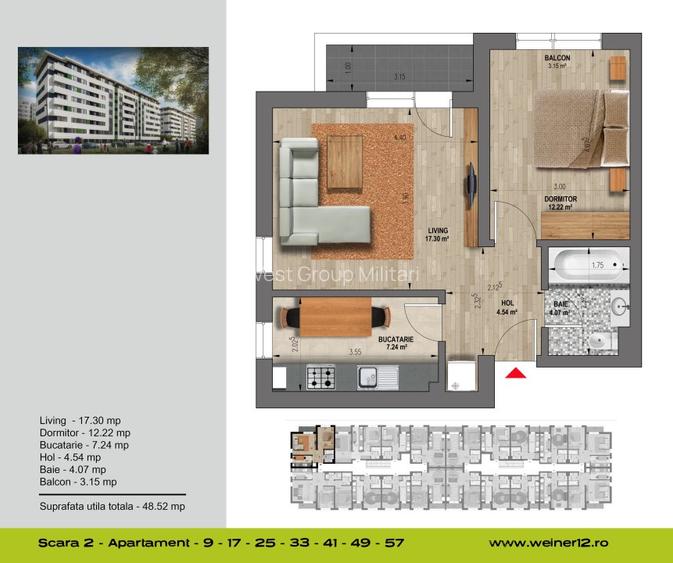 Apartament 2 cam- 48mp utili- decomandat Weiner 12 Residence Direct Dezvoltator - 17