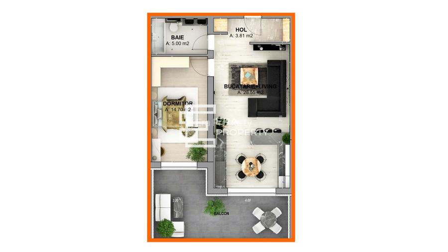 Apartament 2 camere  52mp - terasa 18 mp- zona de Vest Sibiu - 1