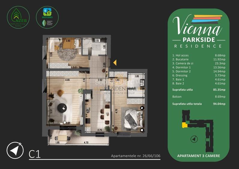 Apartament 3 camere, etaj intermediar, parc Tudor Arghezi - 6