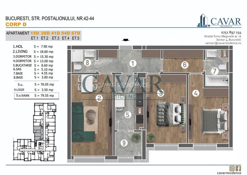 Apartament 3 Camere 2 Bai Proiect Faza Finala - 8