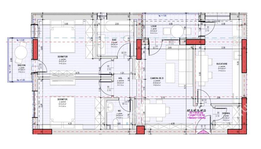 Apartament de 3 camere cu 2 bai si 2 balcoane la etajul 1 in Selimbar - 7