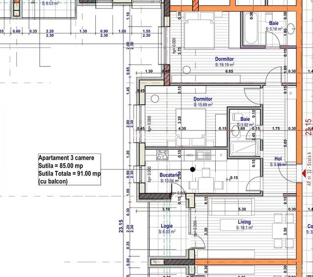 Ap 3 camere 85mp VEST etaj 2/3 la doar 15 min metrou 1 Decembrie 1918 - 2