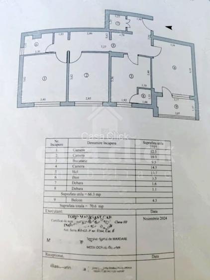 Apartament 3 camere Micro 20, decomandat, etaj intermediar - 9