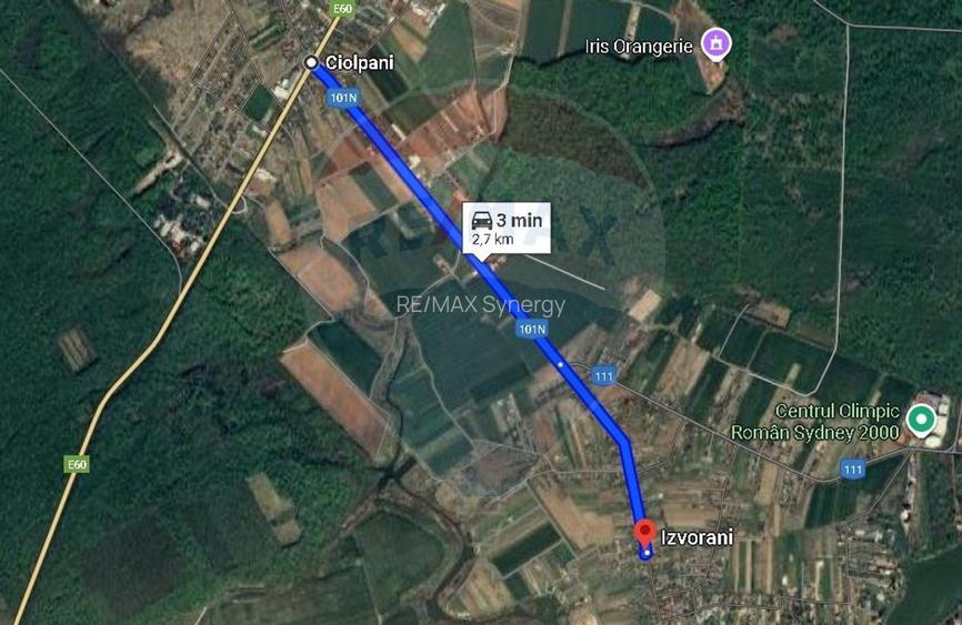 Teren intravilan 1.400mp Izvorani (IF), drum asfaltat, la 3 min de DN1 - 7