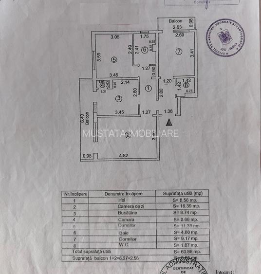 Apartament 3 camere confort 1 decomandat, zona Progresu, etaj 3/4. - 12