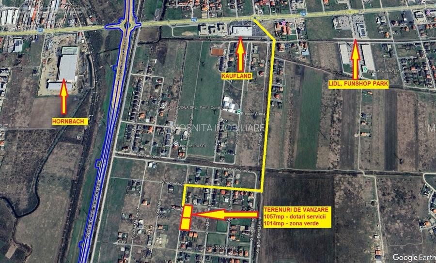 Teren comercial Mosnita, in spate la Kaufland - 1057 servicii, 1014 zona verde - 2