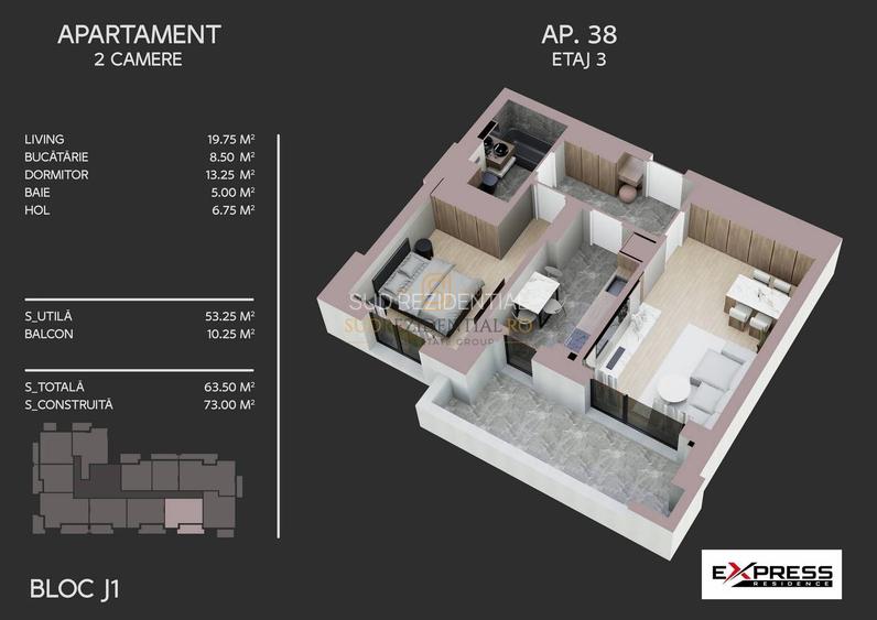Apartament 2 camere de vanzare, decomandat, acces metrou, Sectorul 4 - 1