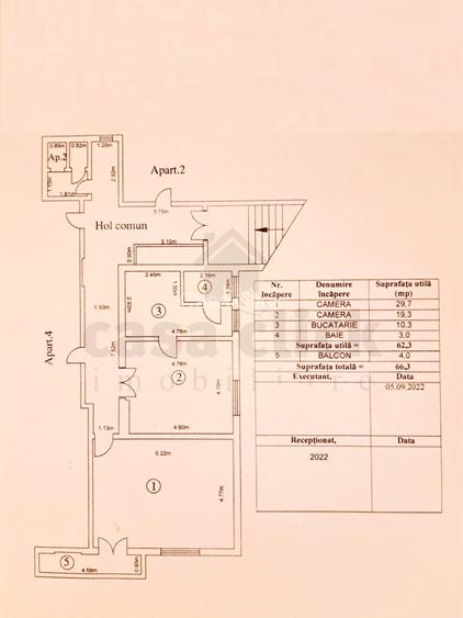 Apartament 2 camere in casa, 71 mp, central, Domnească, balcon - 16