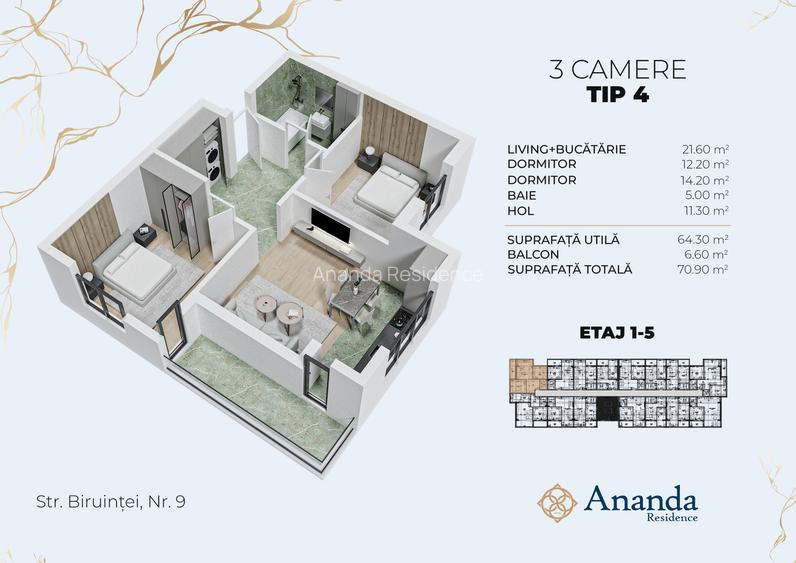 Apartament 3 camere, 71 mp utili | Metrou Dimitrie Leonida | - 2