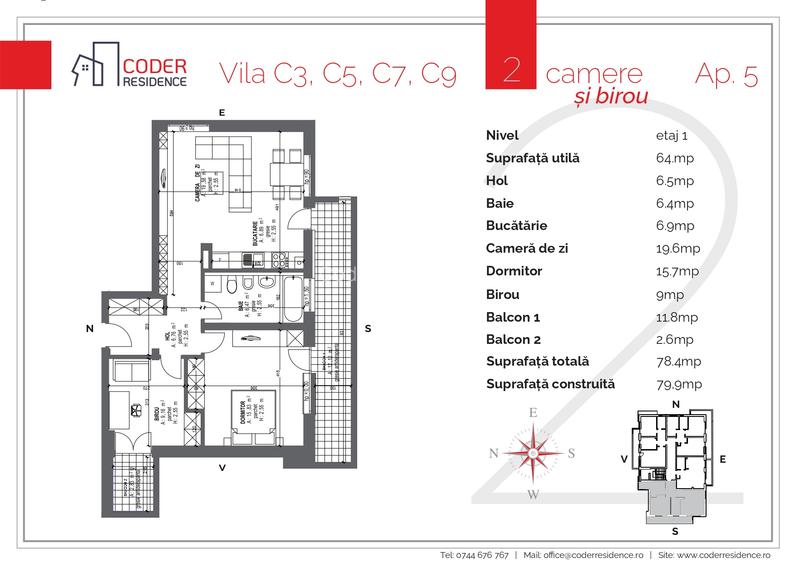 Apartament 3 Camere - Terasa 15 m2 Coder Residence 3 - 1