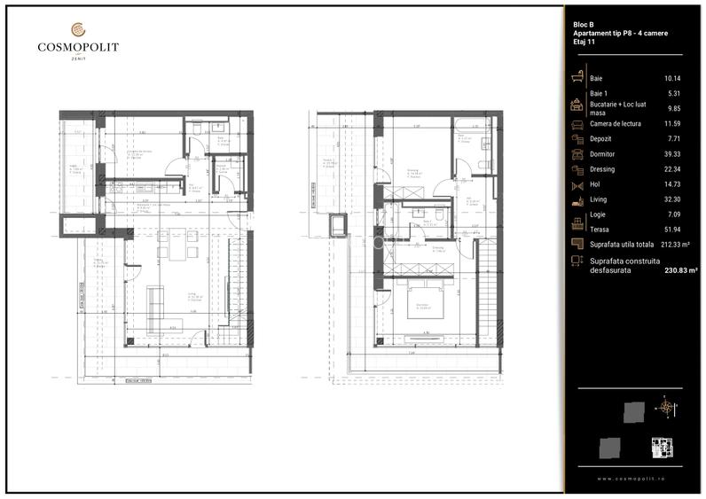 Penthouse 4 camere cu terase generoase – COSMOPOLIT - Răcădău - 3