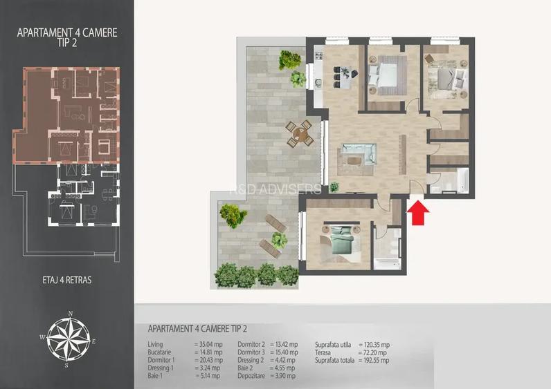 Direct Dezvoltator - Apartament 4 Camere cu Terasa - Metrou - 2
