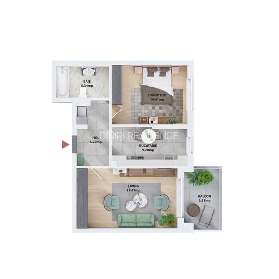 Apartament 2 camere 61.23 mp | Prelungire Ghencea | Promotie  | - 6