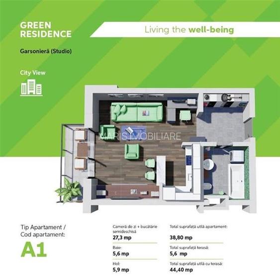 Apartamente cu 1 camere Tudor - Green Residence amenajate. - 6