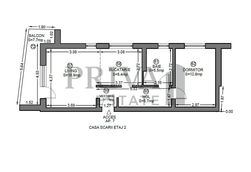 Apartament 2 camere, 51 mp, etaj 2, Dumbrăvița - 8