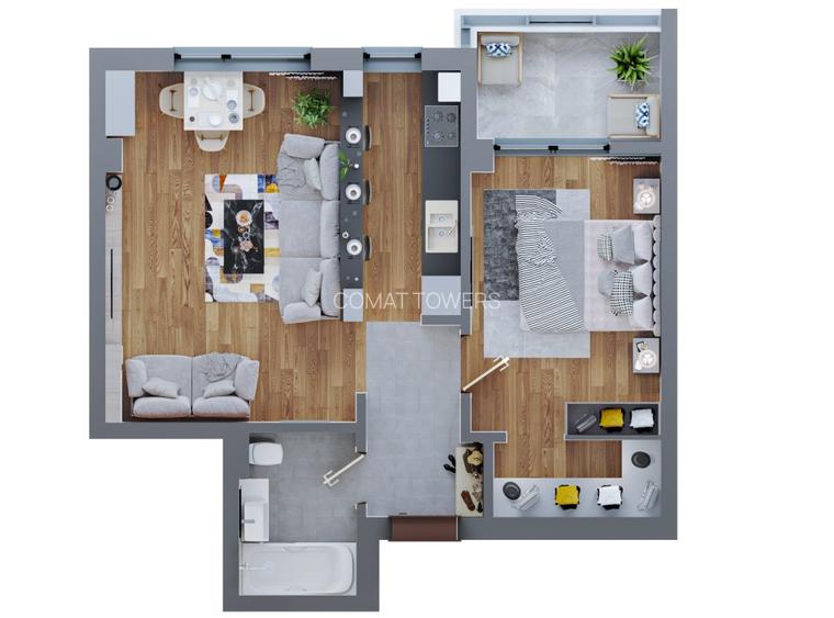 Finalizat - Apartament 2 Camere | TIP 4 | 56mp | Complex Comat Towers - 1